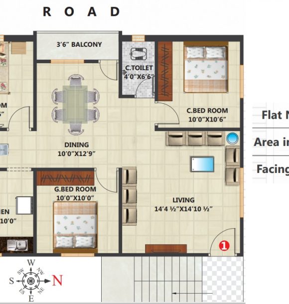 First Floor Plan of Kapila Heights in Bandlaguda, Hyderabad