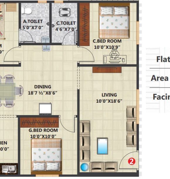 Second Floor Plan of Kapila Heights in Bandlaguda, Hyderabad