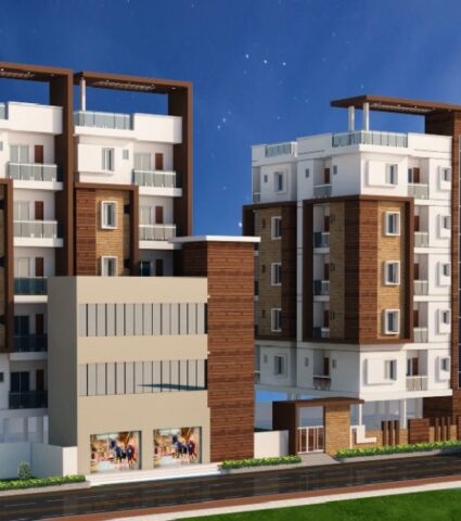 Rear view of Sri Havens Luxury Apartments in Kismatpur, Hyderabad